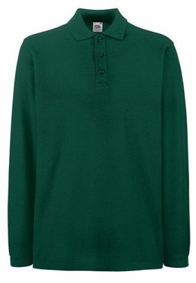 Fruit of the Loom, Premium LS Polo, premium unisex  polo majica dugih rukava, tamno zelena, S